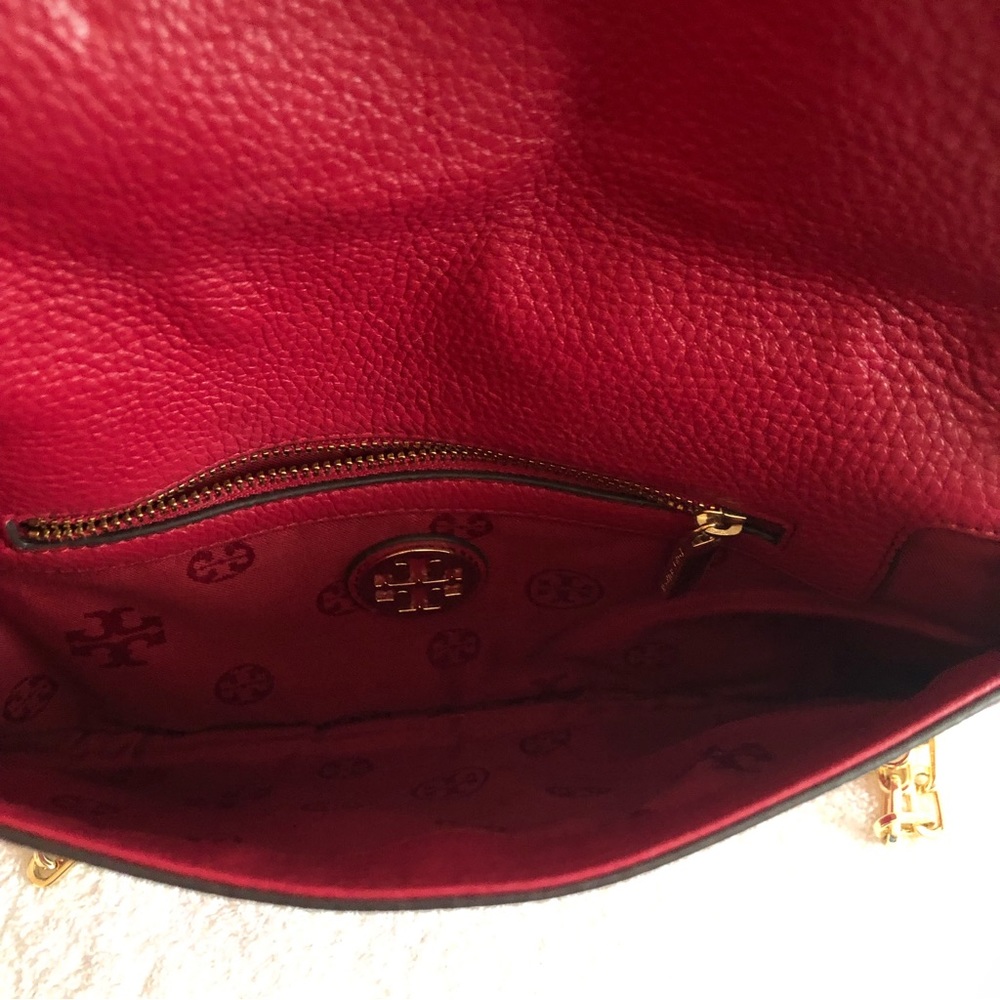 Tory Burch Red Leather Logo Crossbody Bag w/ Tory Burch Dust Cover - Picture 4 of 5